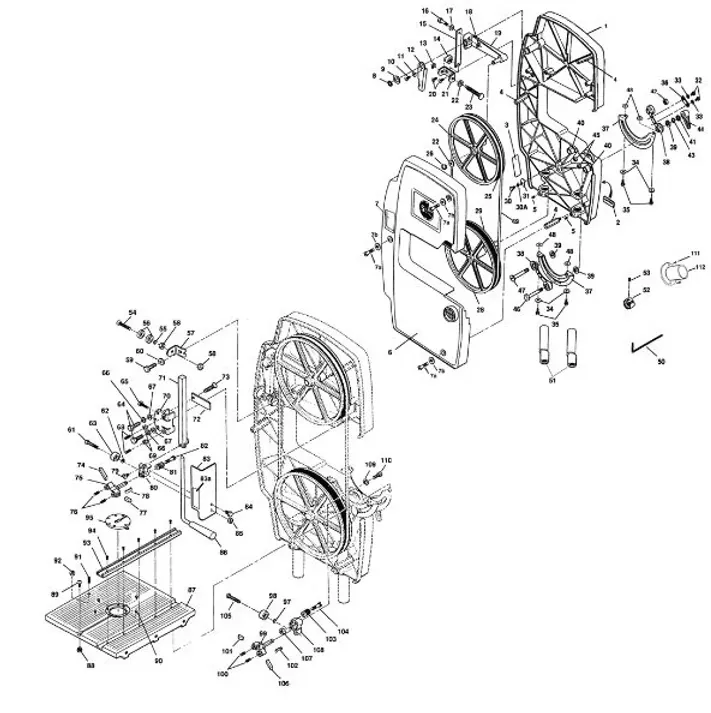 Bandsaw Service Parts exploded diagram